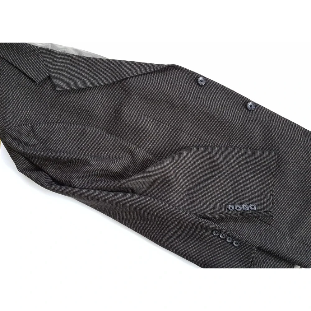 Oscar de la Renta Men's 40R‎ Nailshead Black Brown 2 Button Jacket Blazer Coat
